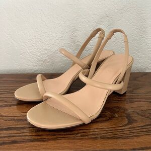 J. Crew Lucie Slingback Block-Heel Sandals in Leather Beach Size 9.5